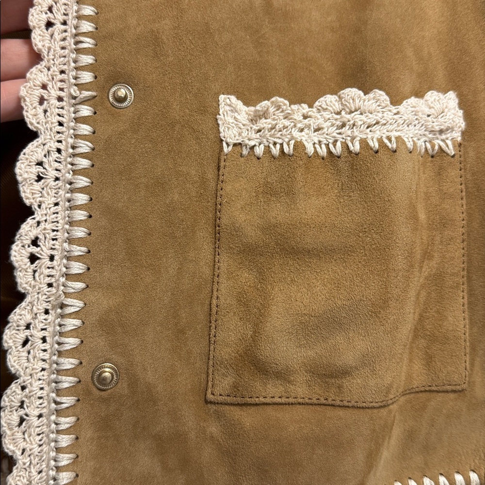NWT MAJE Bicoti suede with crochet trim jacket SIZE 38 Small - Picture 6 of 11